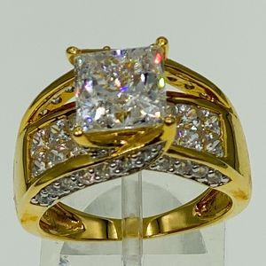 Simulated Diamond & Vermeil Ring ON FIRE